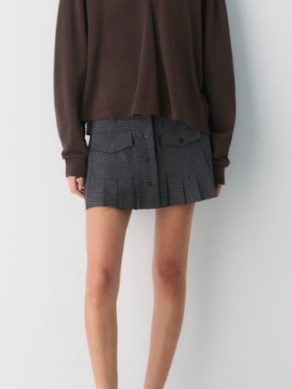 Aritzia Black & Gray Plaid Mini Skirt